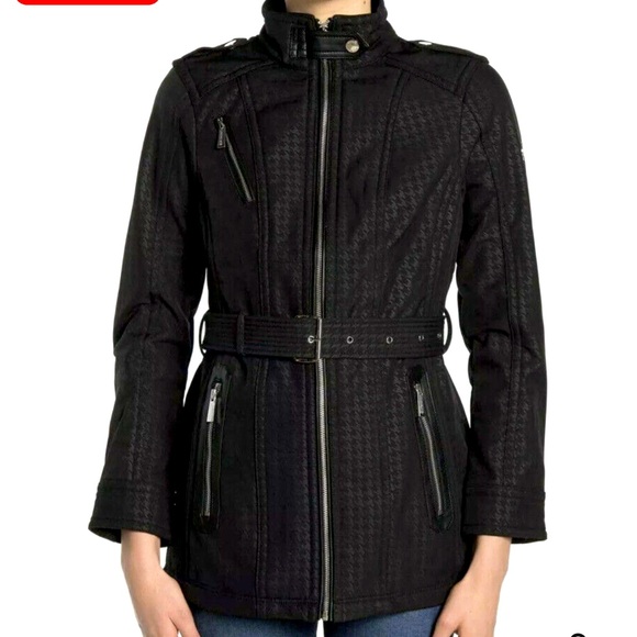 Michael Kors Missy Faux Leather Trim Belted Jacket Size XS - Picture 10 of 10